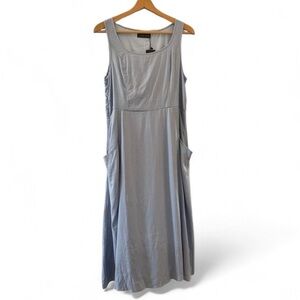 Seta T Women's M NWT Light Blue Tencel Lined Fit Flare Sleevless Midi Dress